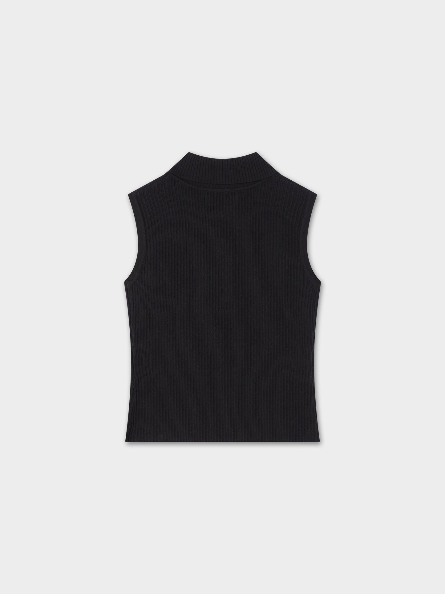 Sleeveless Ribbed Turtleneck-Black-1
