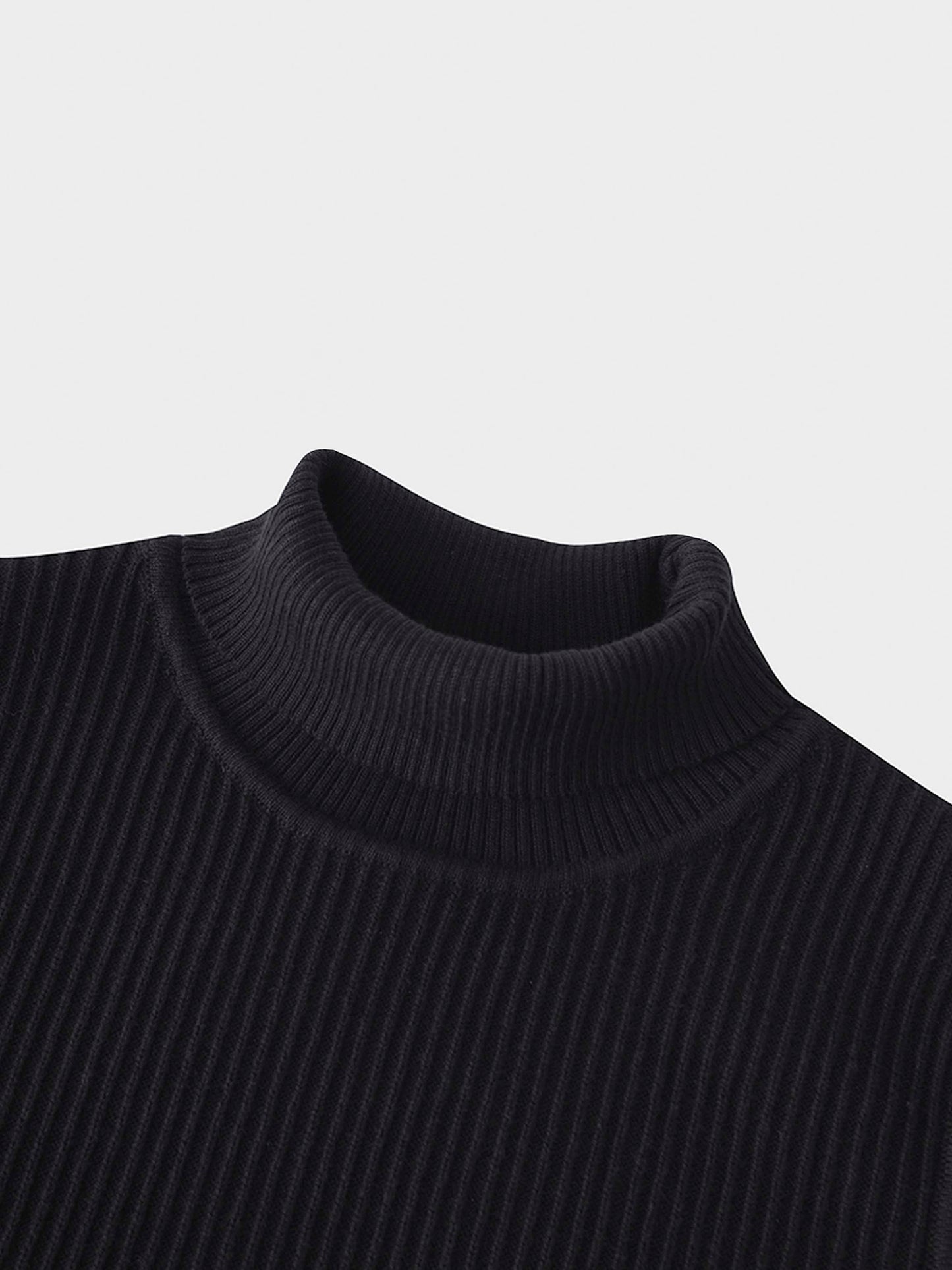 Sleeveless Ribbed Turtleneck-Black-2