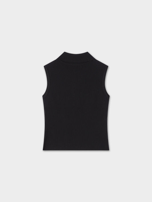 Sleeveless Ribbed Turtleneck-Black-1